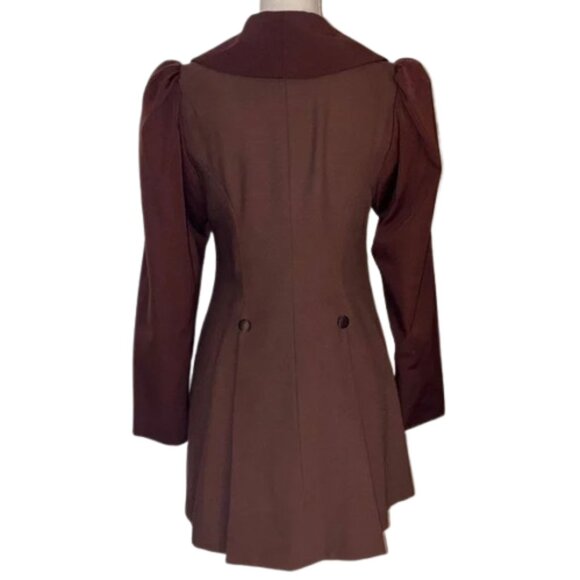 Chic Chocolate Women's Blazer tuxedo brown coat Peacoat style jacket VINTAGE - Picture 3 of 9